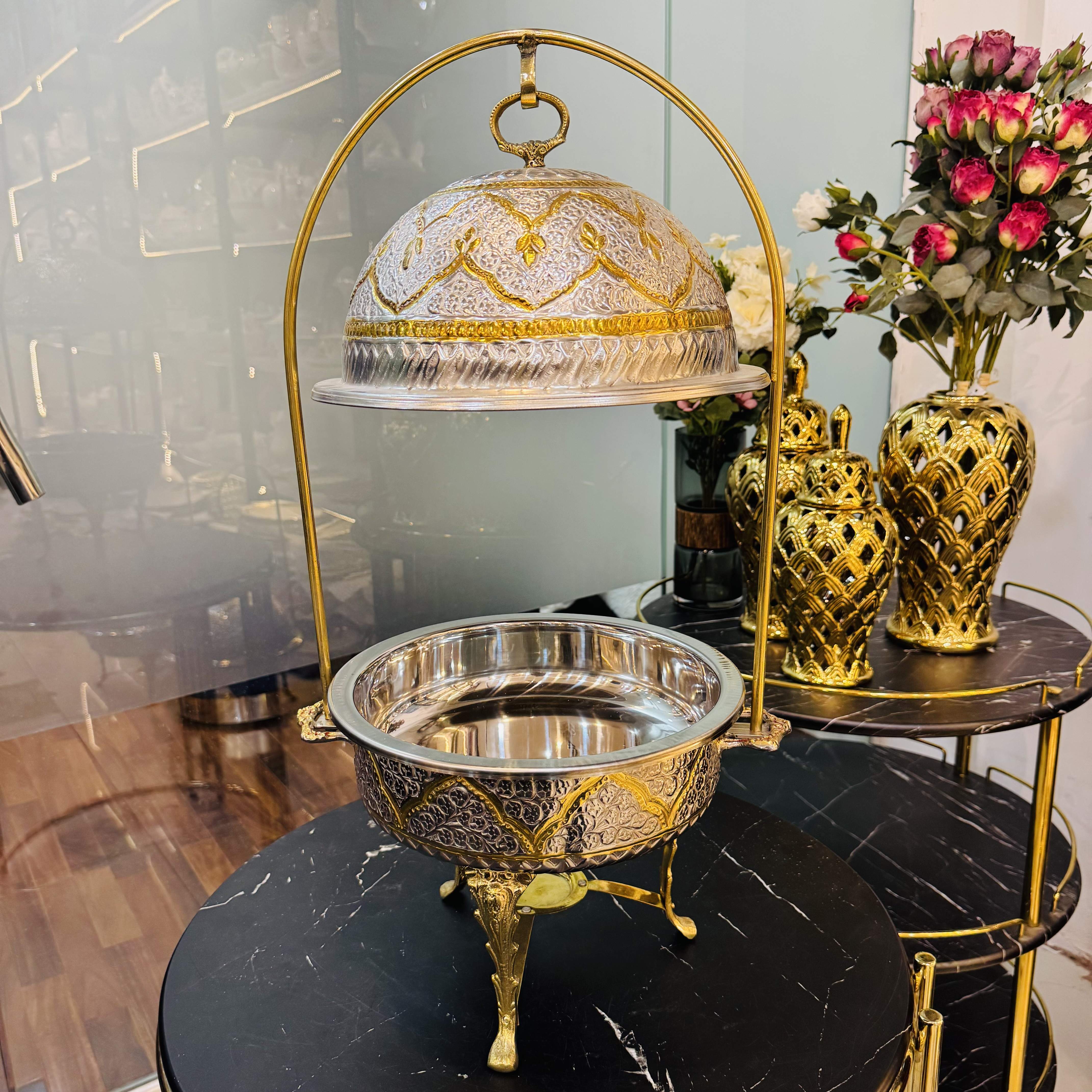 Brass Double Tone Chaffing Dish