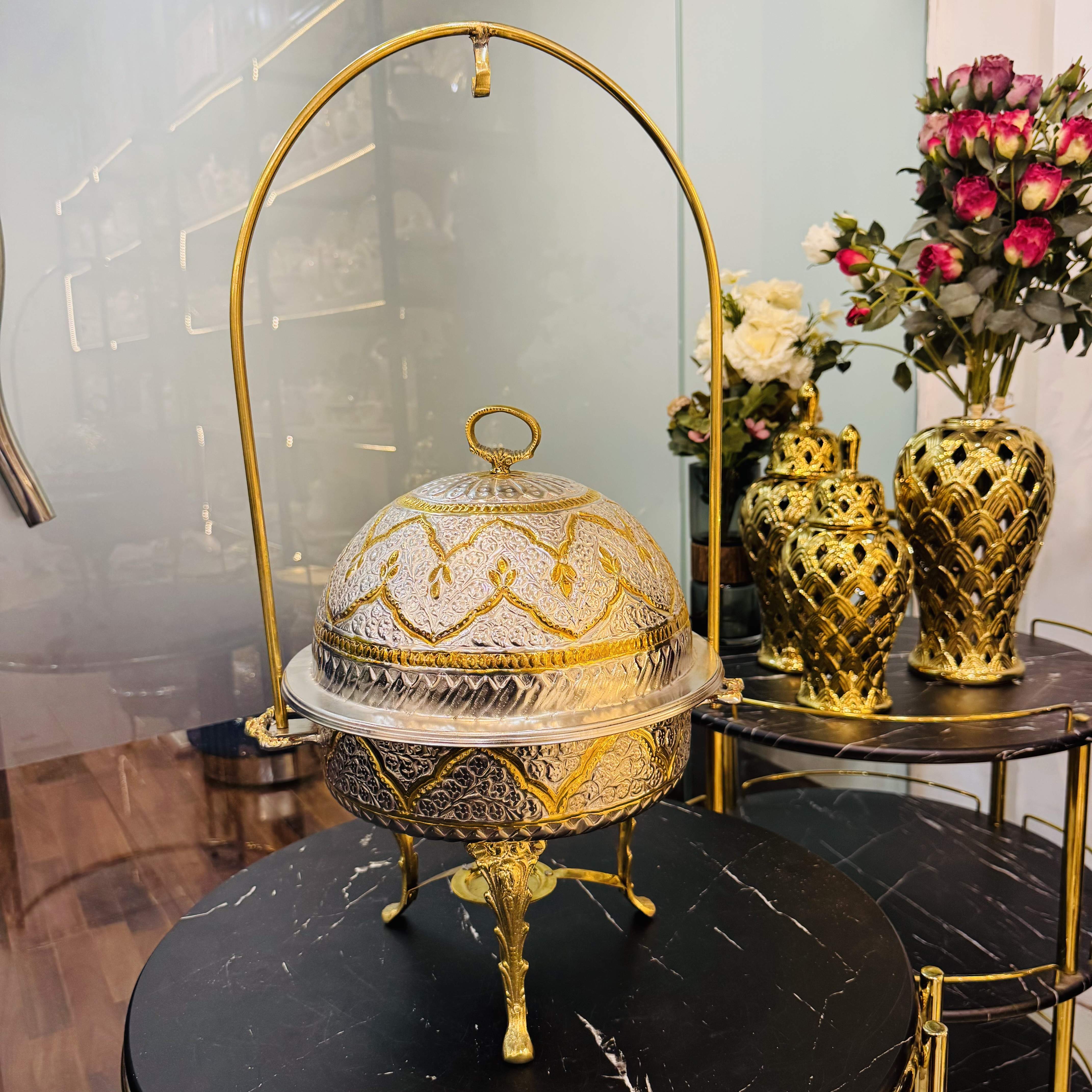 Brass Double Tone Chaffing Dish