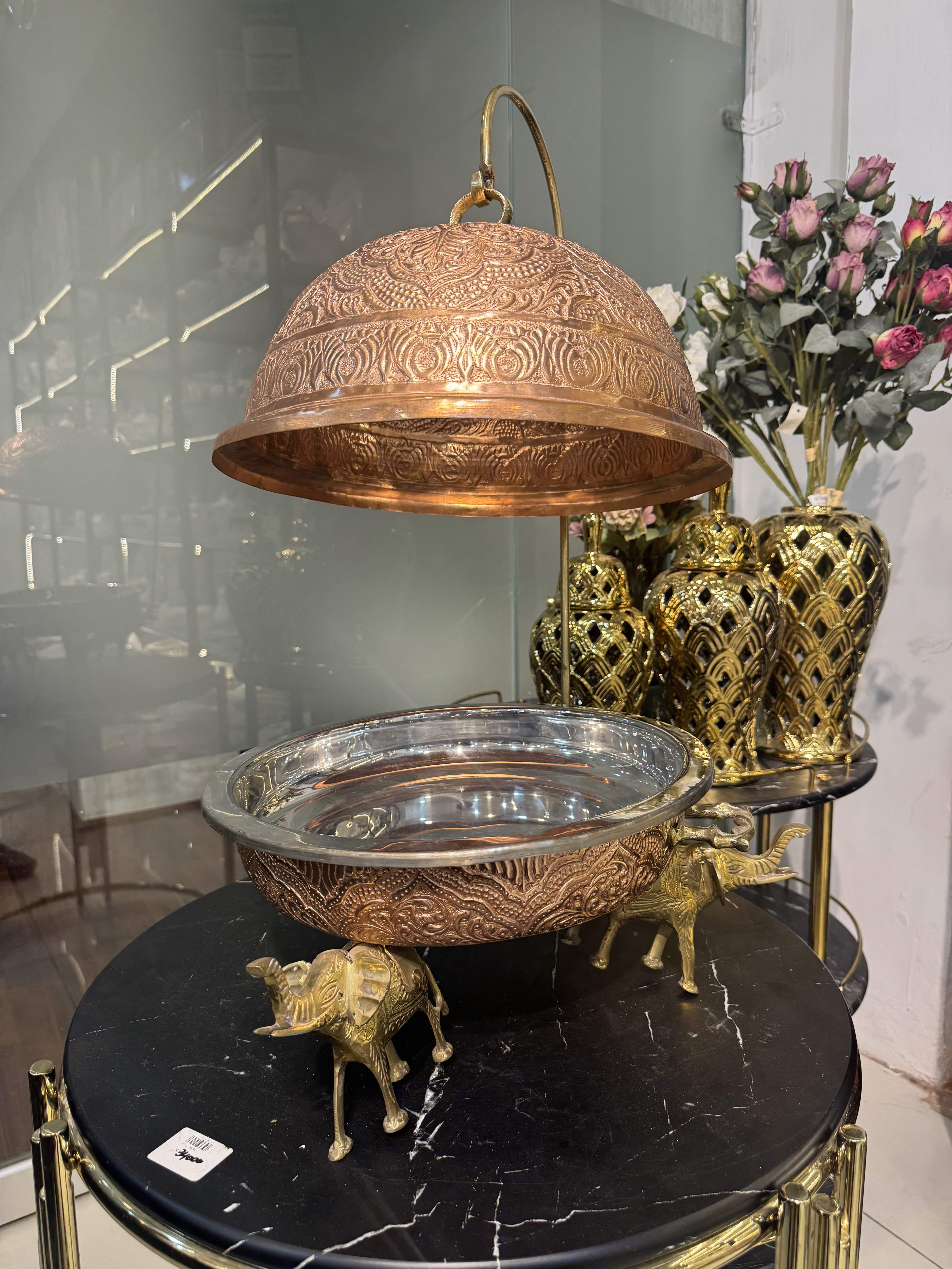 Copper Chaffing Dish With Elephant