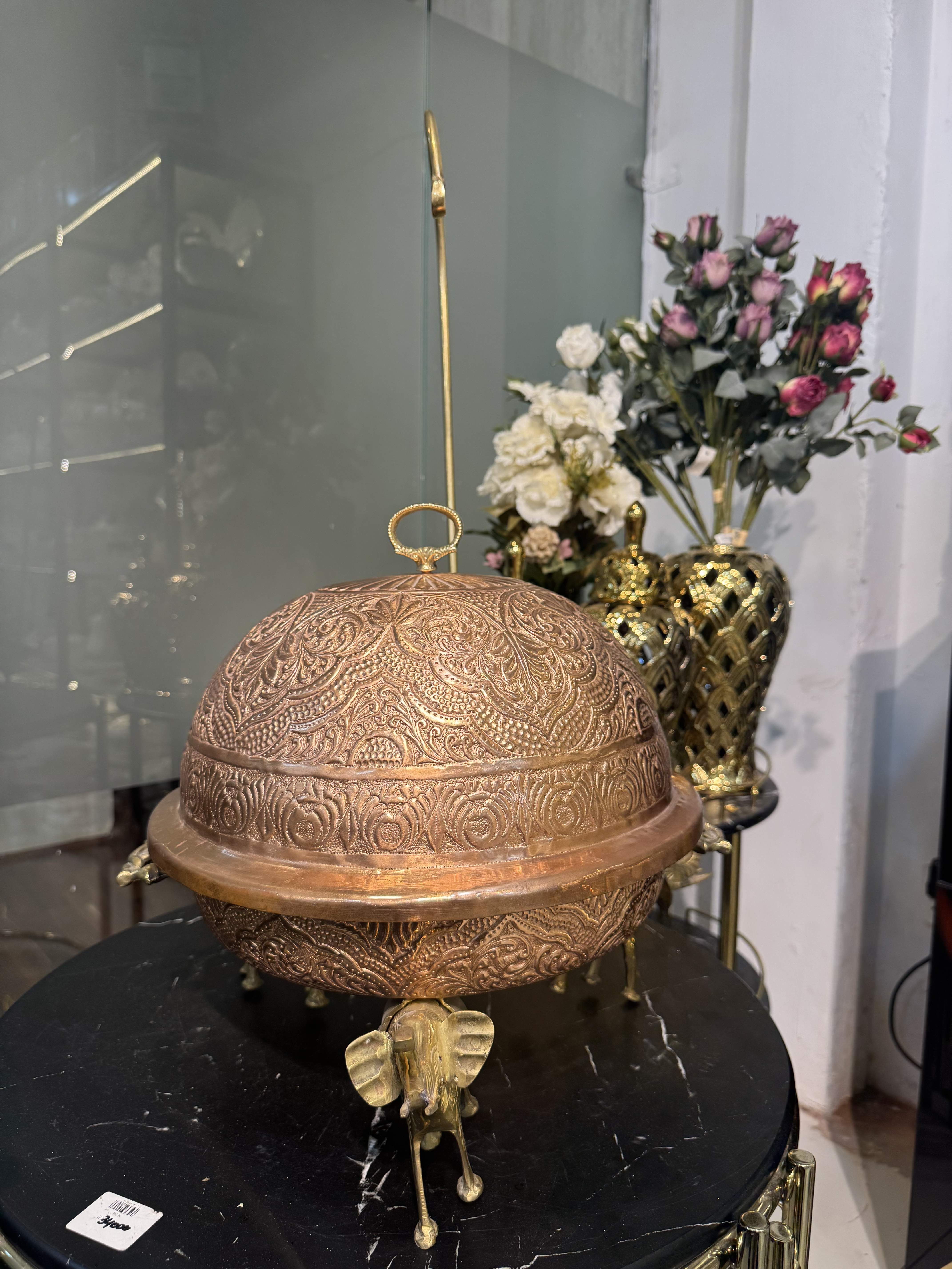 Copper Chaffing Dish With Elephant