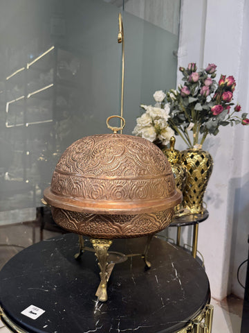 Copper Chaffing Dish With Plain Stand