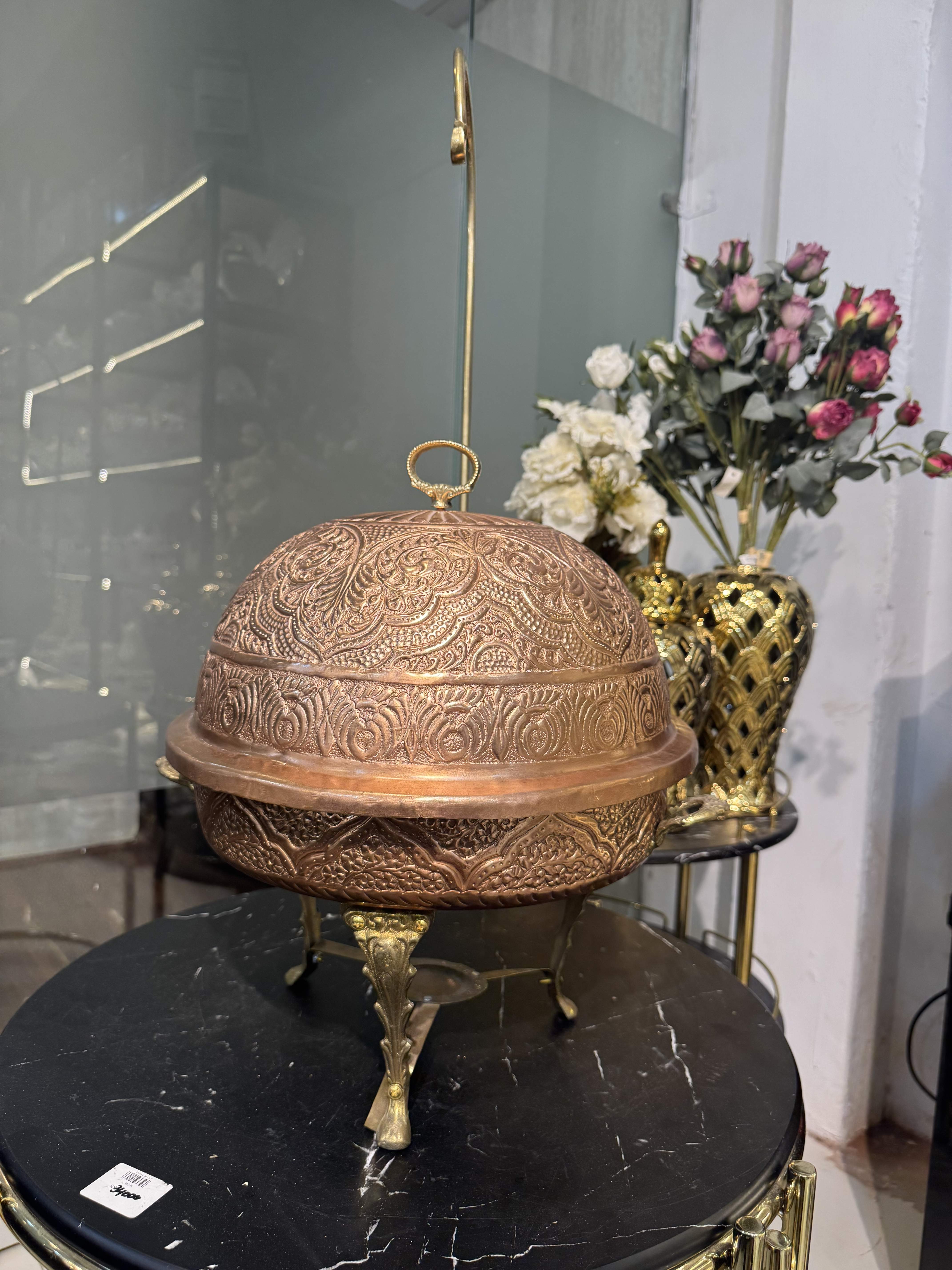 Copper Chaffing Dish With Plain Stand