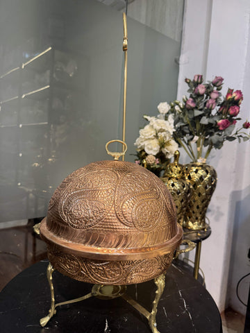 Copper Chaffing Dish With Plain Stand