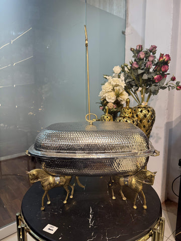 Silver Brass Chaffing Dish With Hermes