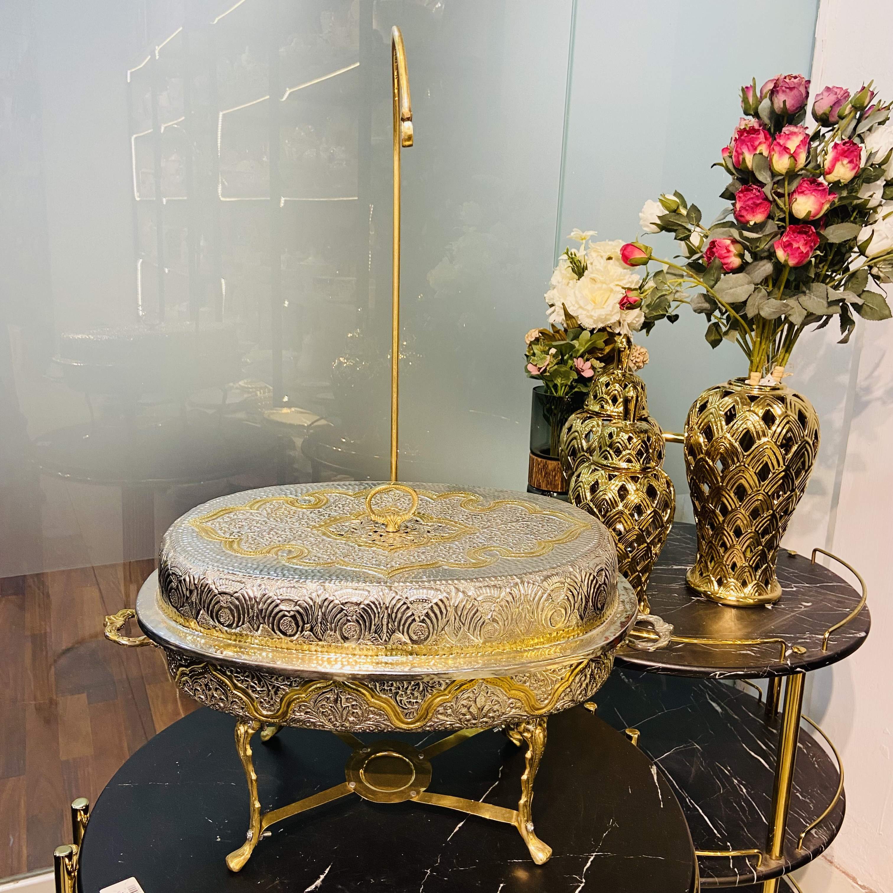 Brass Double Tone Chaffing Dish