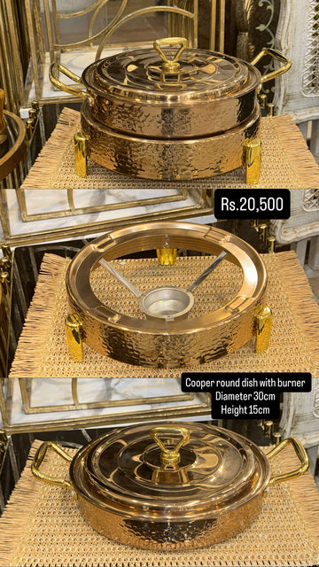 Copper Round Dish With Burner