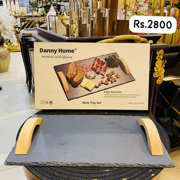 Rect Slate Plate With Handle