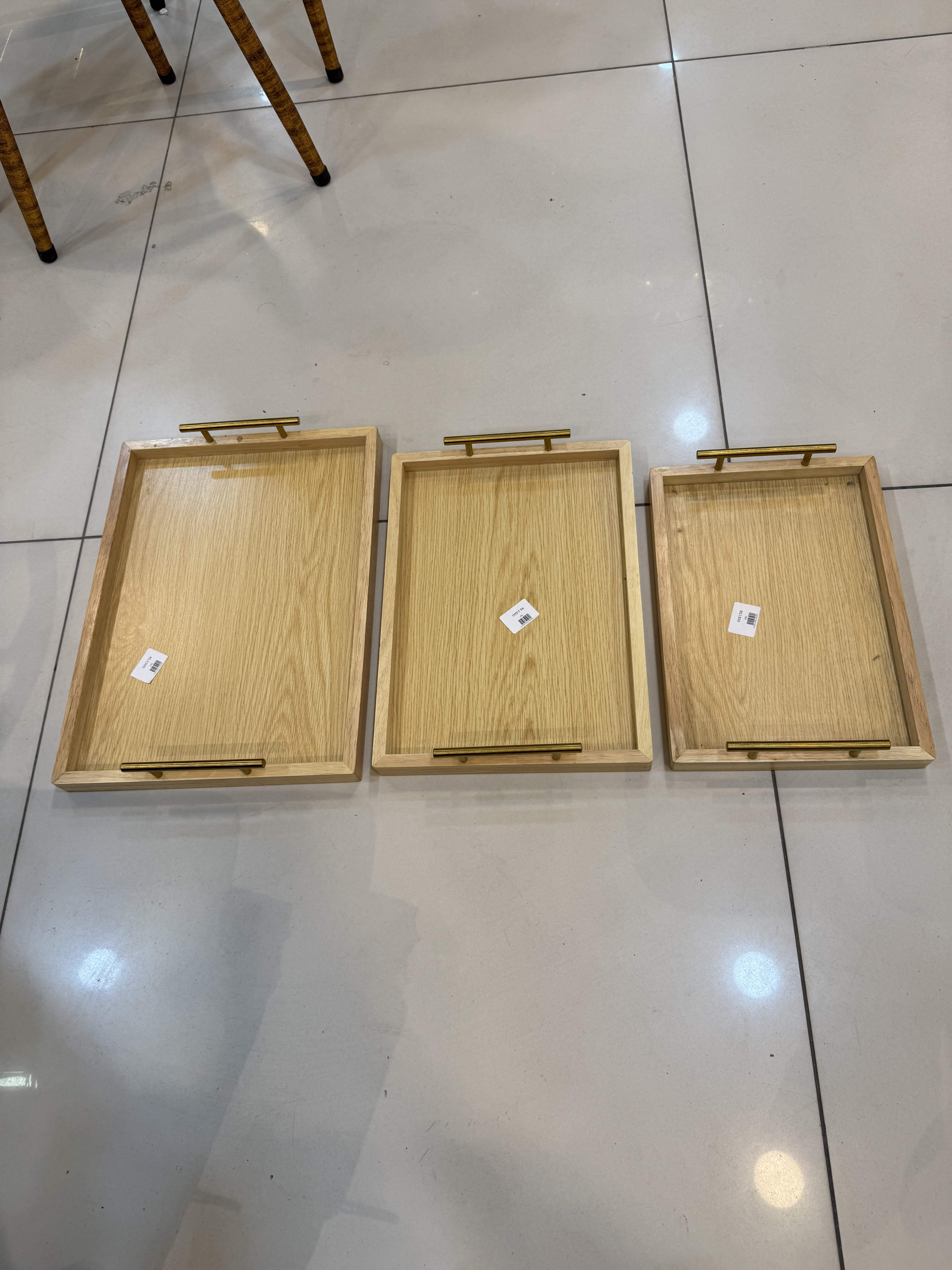 Golden Handle Wooden Trays